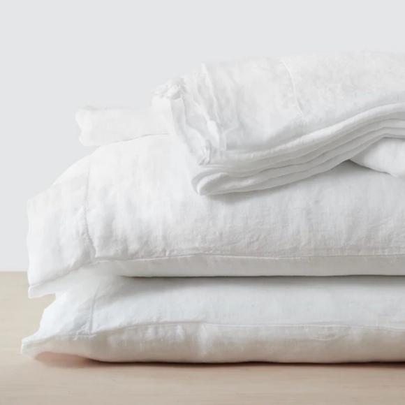 The Citizenry Other - The Citizenry Stonewashed Linen Sheet Set Crafted in Portugal,Queen White NWT!